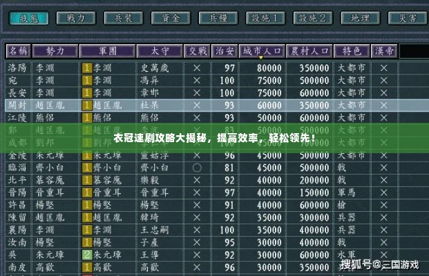 衣冠速刷攻略大揭秘，提高效率，轻松领先！