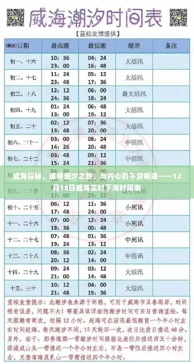 威海潮汐之旅，探寻下海最佳时刻，与内心平静相遇的潮汐探秘之旅（附实时下海时间表）