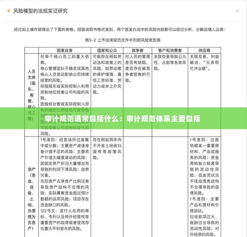 审计规范通常包括什么：审计规范体系主要包括 