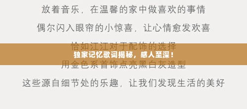 独家记忆歌词揭秘，感人至深！