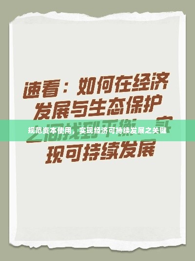 规范资本使用，实现经济可持续发展之关键