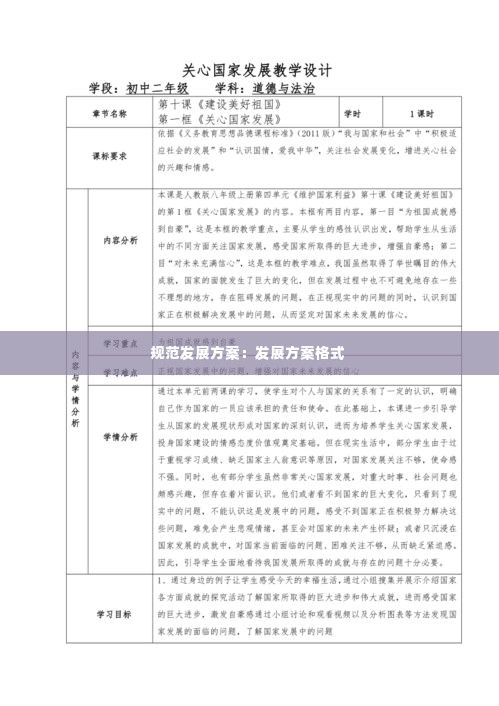 规范发展方案：发展方案格式 