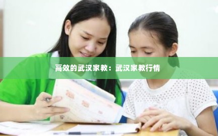 高效的武汉家教：武汉家教行情 