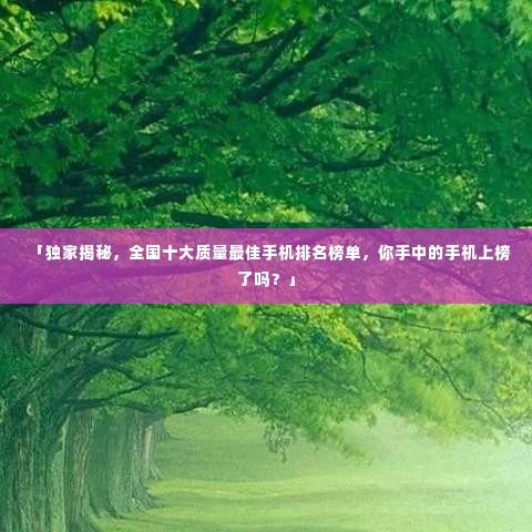 「独家揭秘，全国十大质量最佳手机排名榜单，你手中的手机上榜了吗？」