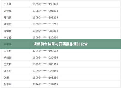 规范前台挂账与开票操作通知公告
