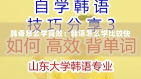 韩语怎么学高效：韩语怎么学比较快 