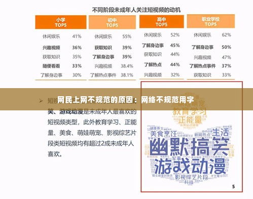 网民上网不规范的原因：网络不规范用字 