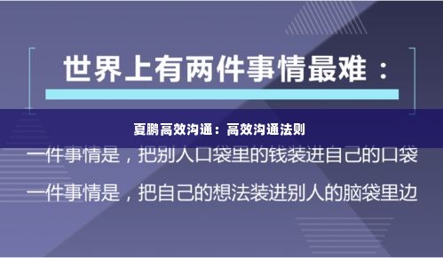 夏鹏高效沟通：高效沟通法则 