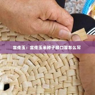宣传玉：宣传玉米种子顺口溜怎么写 