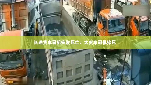 长途货车司机突发死亡：大货车司机猝死 