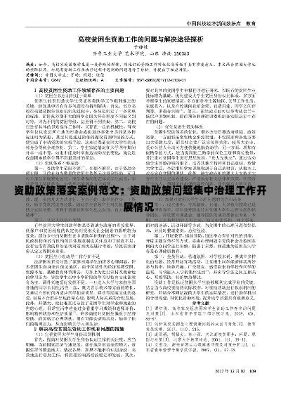 资助政策落实案例范文：资助政策问题集中治理工作开展情况 