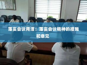 落实会议用活：落实会议精神的措施和意见 