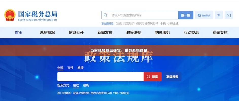 当前税务意见落实：税务系统意见 