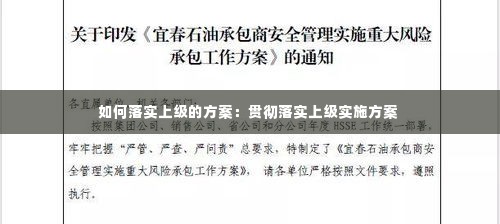 如何落实上级的方案：贯彻落实上级实施方案 