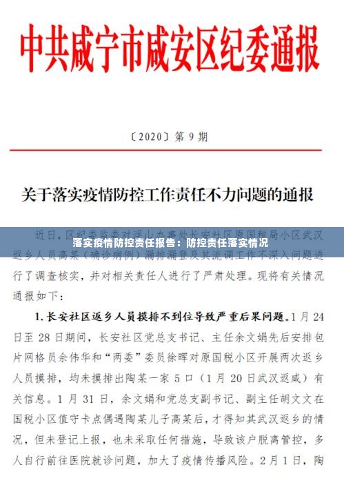 落实疫情防控责任报告：防控责任落实情况 