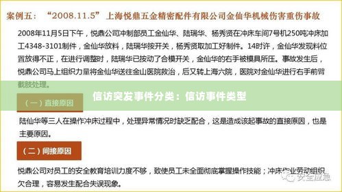 信访突发事件分类：信访事件类型 