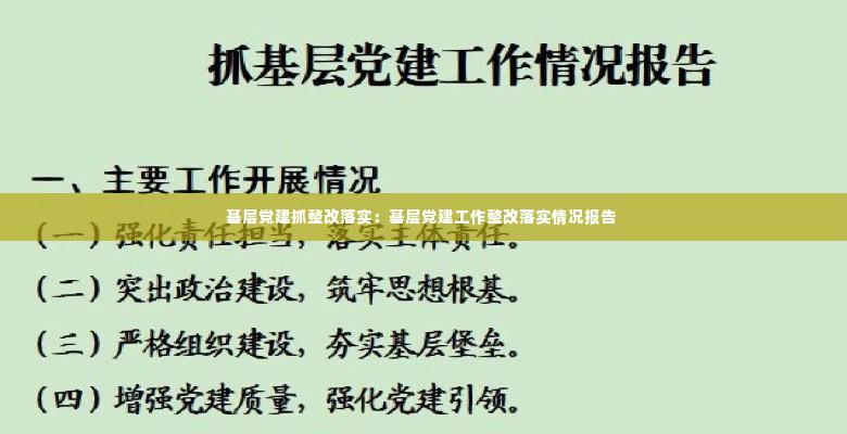 基层党建抓整改落实：基层党建工作整改落实情况报告 