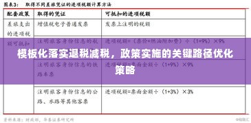 模板化落实退税减税，政策实施的关键路径优化策略