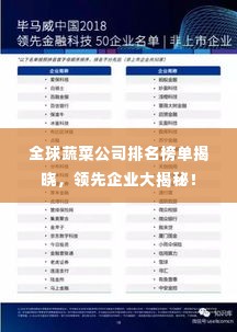全球蔬菜公司排名榜单揭晓，领先企业大揭秘！