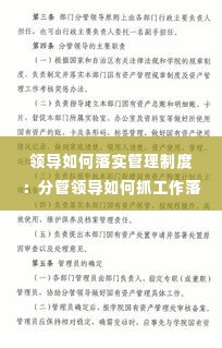 领导如何落实管理制度：分管领导如何抓工作落实 