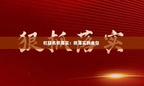 栏目名抓落实：抓落实的金句 