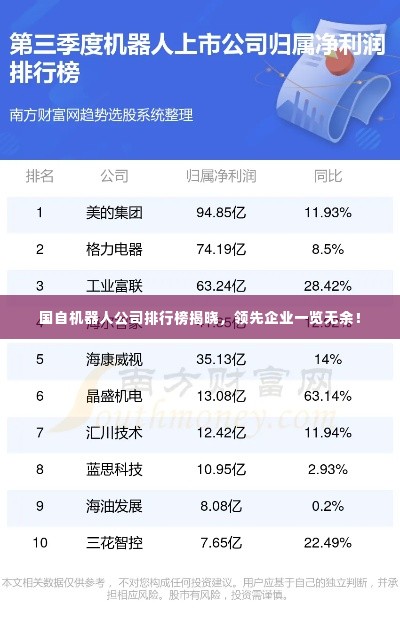 国自机器人公司排行榜揭晓，领先企业一览无余！