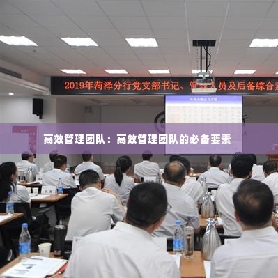 高效管理团队：高效管理团队的必备要素 