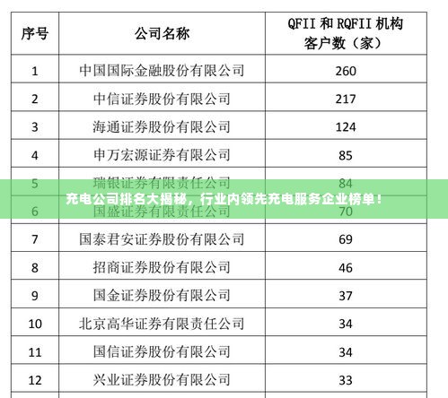 充电公司排名大揭秘，行业内领先充电服务企业榜单！