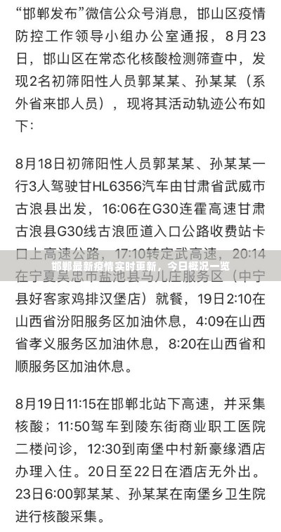 邯郸最新疫情实时更新，今日概况一览