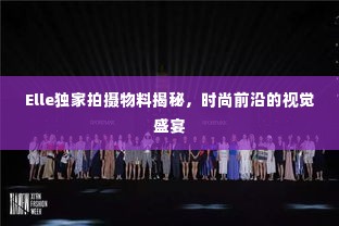 Elle独家拍摄物料揭秘，时尚前沿的视觉盛宴