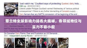 蒂兰特全球影响力排名大揭秘，各领域地位与实力不容小觑