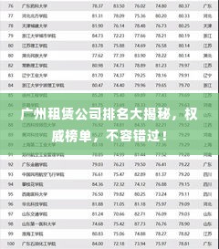 广州租赁公司排名大揭秘，权威榜单，不容错过！