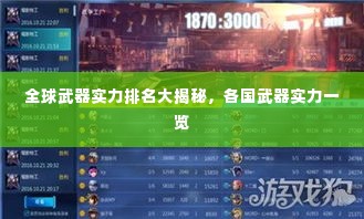 全球武器实力排名大揭秘，各国武器实力一览