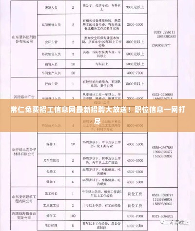 常仁免费招工信息网最新招聘大放送！职位信息一网打尽