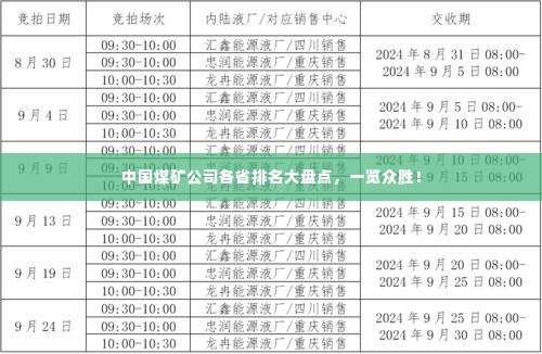 中国煤矿公司各省排名大盘点，一览众胜！