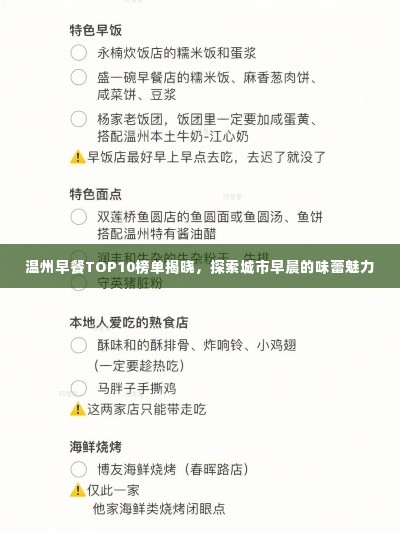温州早餐TOP10榜单揭晓，探索城市早晨的味蕾魅力