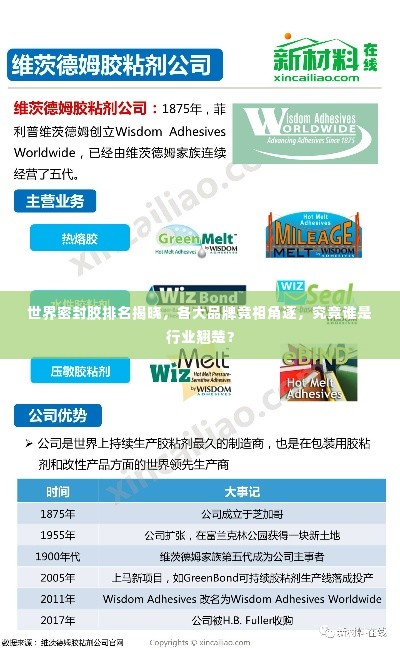 世界密封胶排名揭晓，各大品牌竞相角逐，究竟谁是行业翘楚？