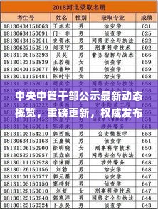 中央中管干部公示最新动态概览，重磅更新，权威发布