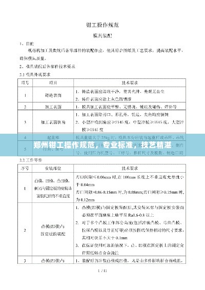 郑州钳工操作规范，专业标准，技艺精湛